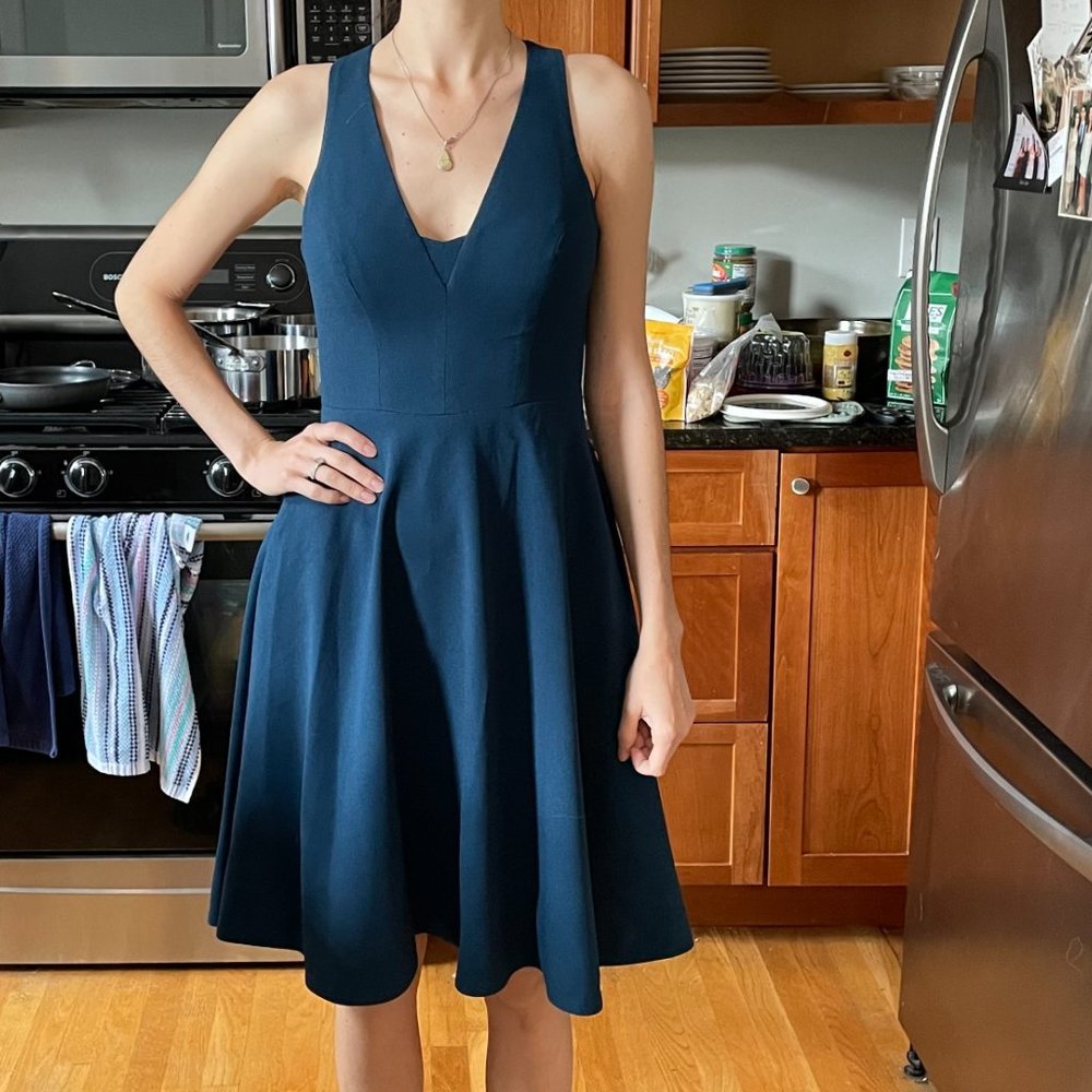 Dress the Population Women size XXS dress Teal Catalina fit flare Blue-Green